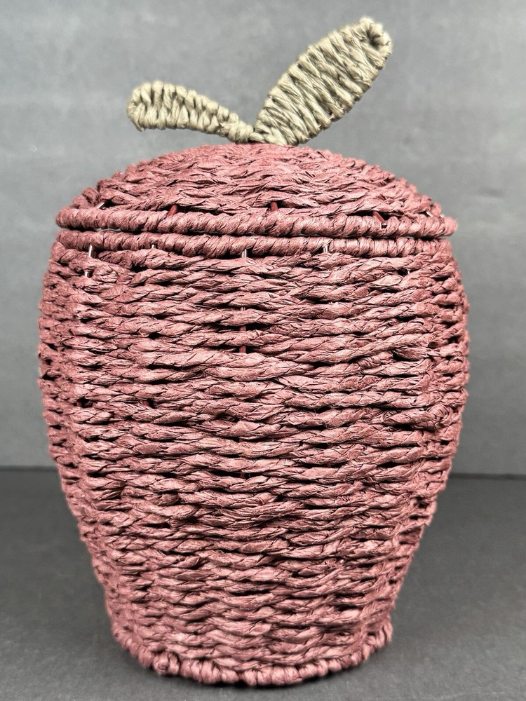 Apple Shaped Wicker Style Decorative Basket
