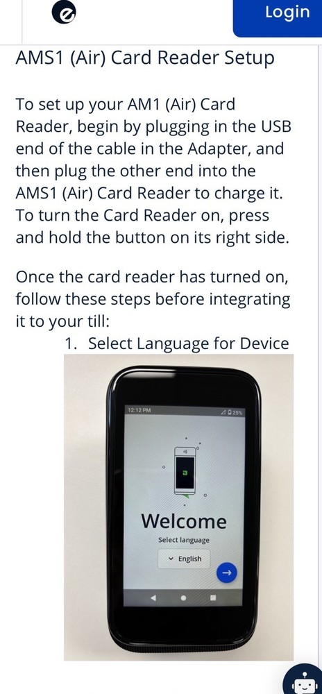 Epos Air Card Reader with Dock for POS Payment Processing