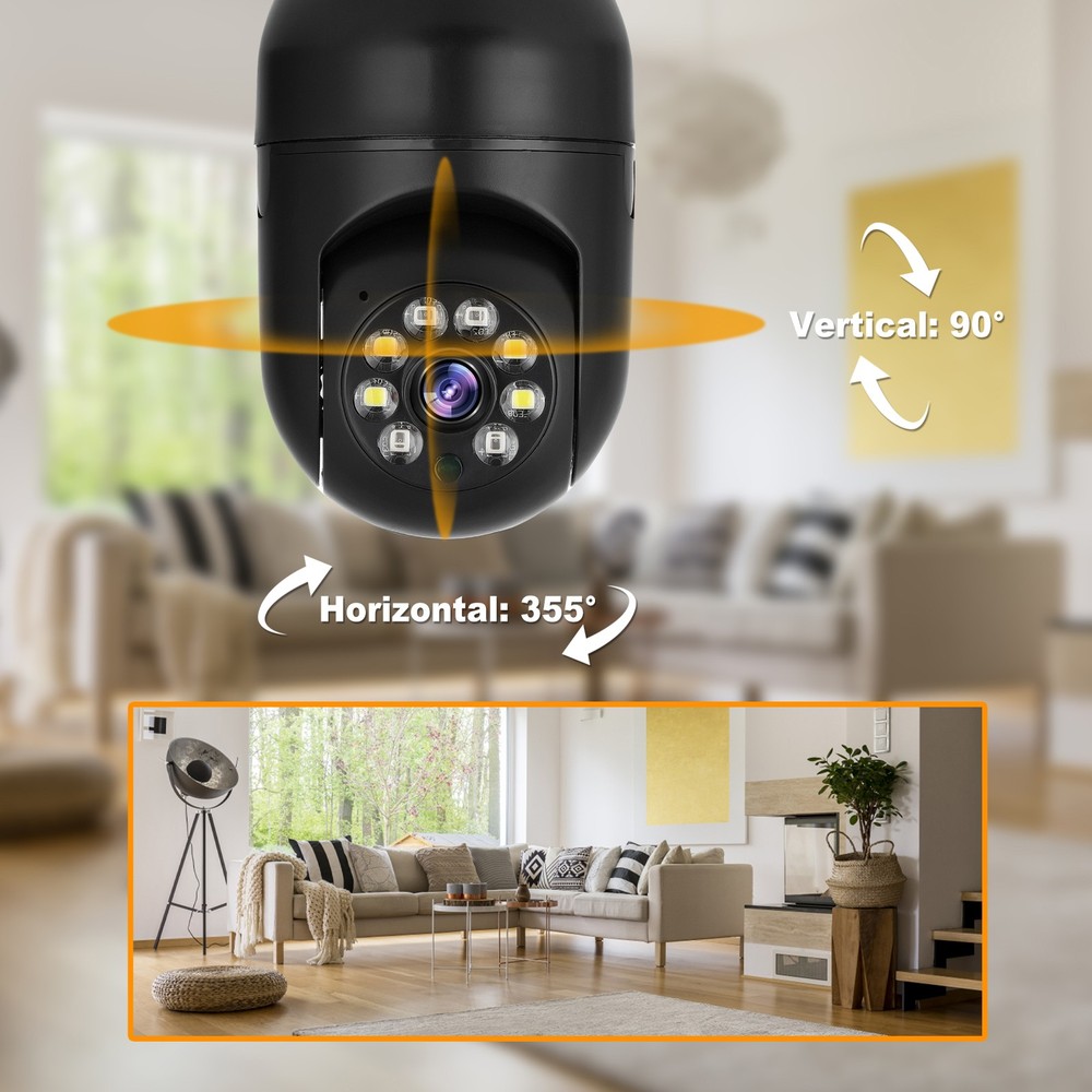 1080P HD Wireless E27 Bulb WiFi IP Camera Smart Security Camera 360° Panoramic