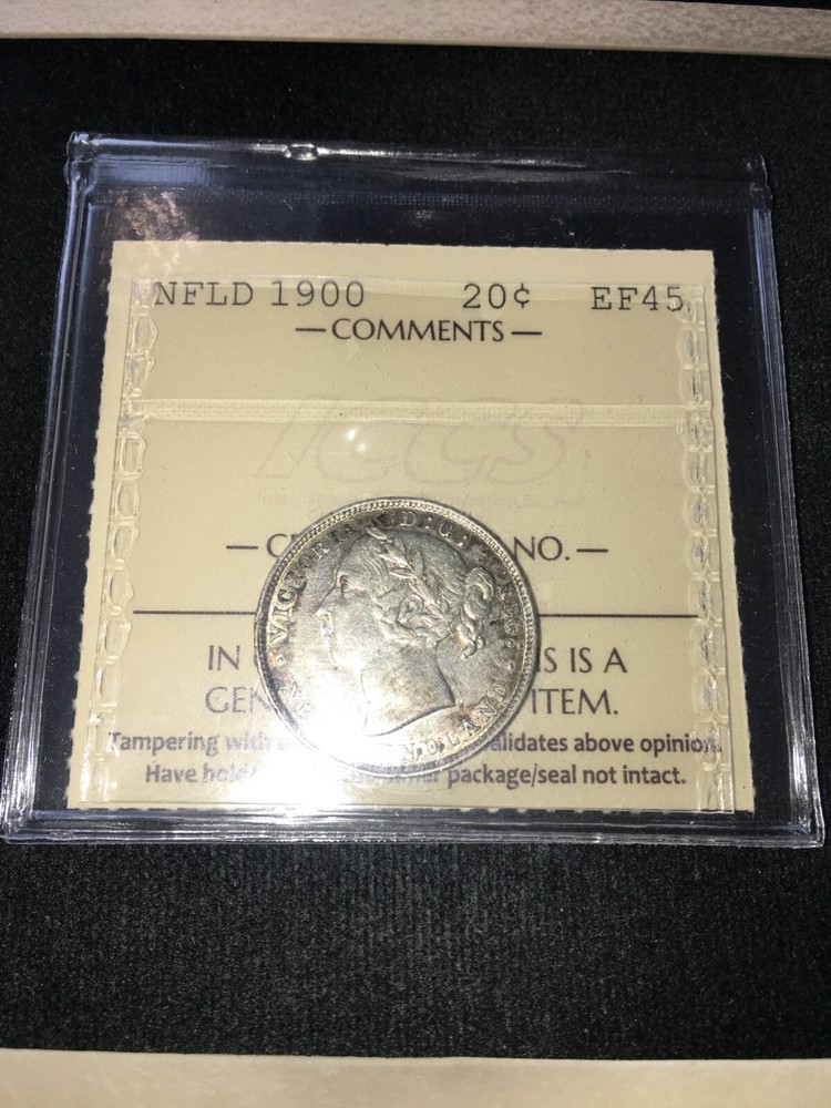 1900 ICCS Graded Newfoundland Twenty Cent **EF-45**