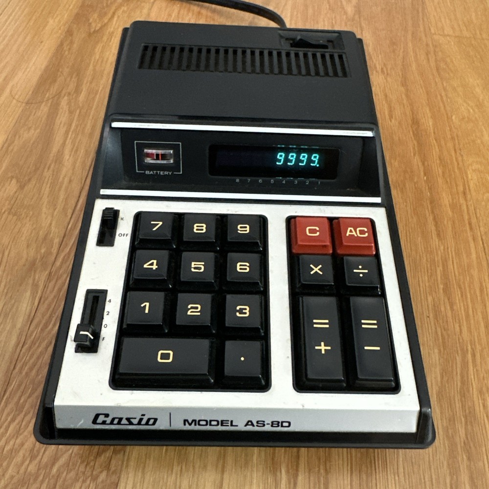 Casio Model AS-8D Vintage Calculator/Adding Machine tested with case