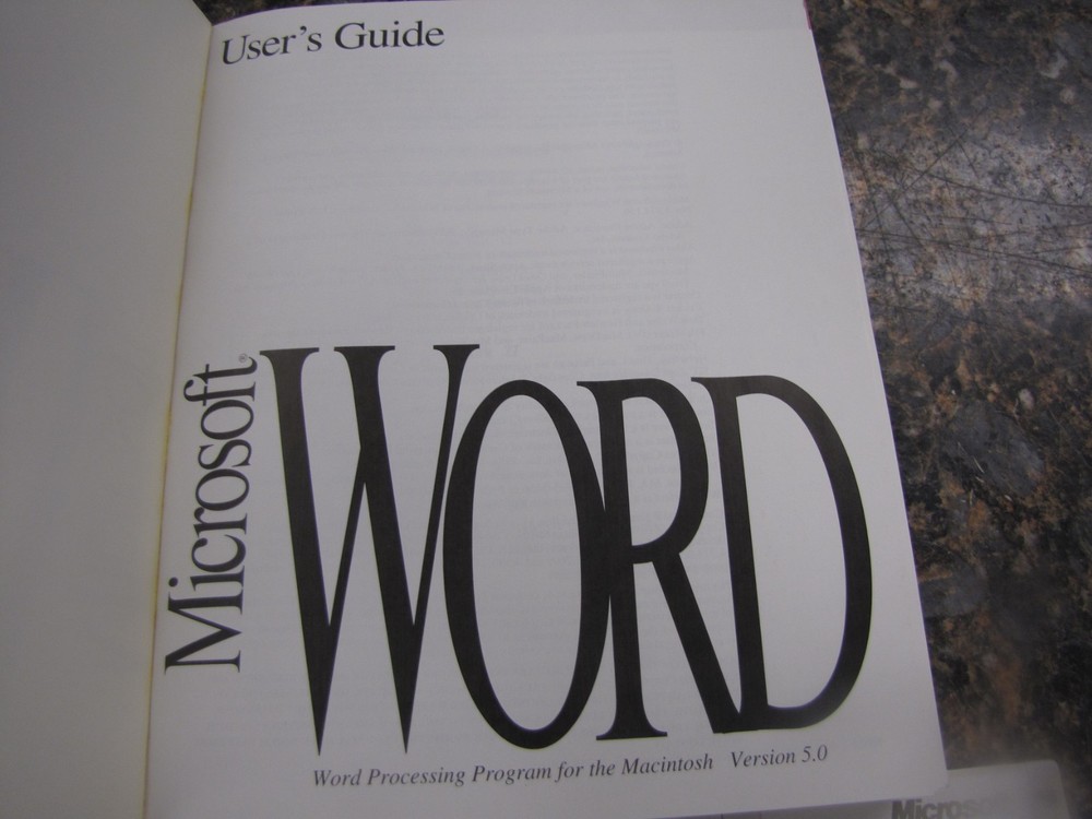 Microsoft Word 5.0 Version Software -Apple Macintosh Series w/ User Guide -NA20