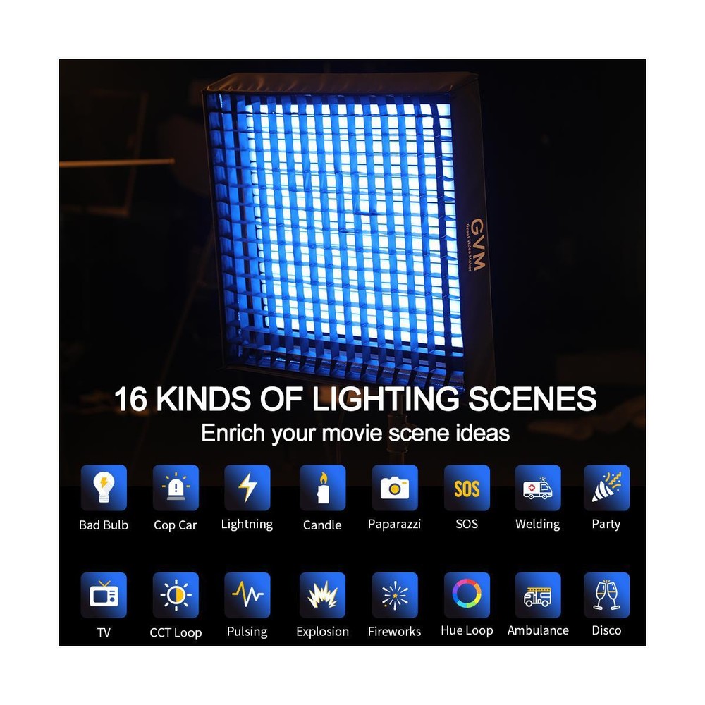 GVM B200C 200W RGB Foldable LED Fabric Video Light Panel #GVM-B200C