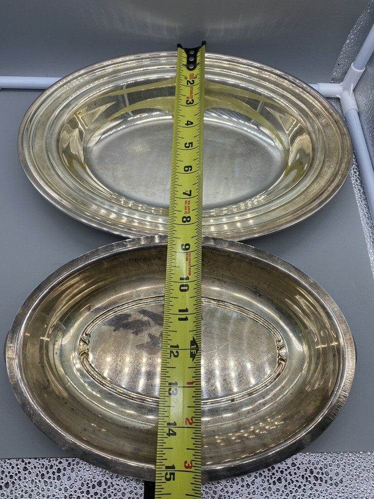Oneida Silversmith Casserole Dish Lid Oval Ornate Silverplate Kitchen Serving