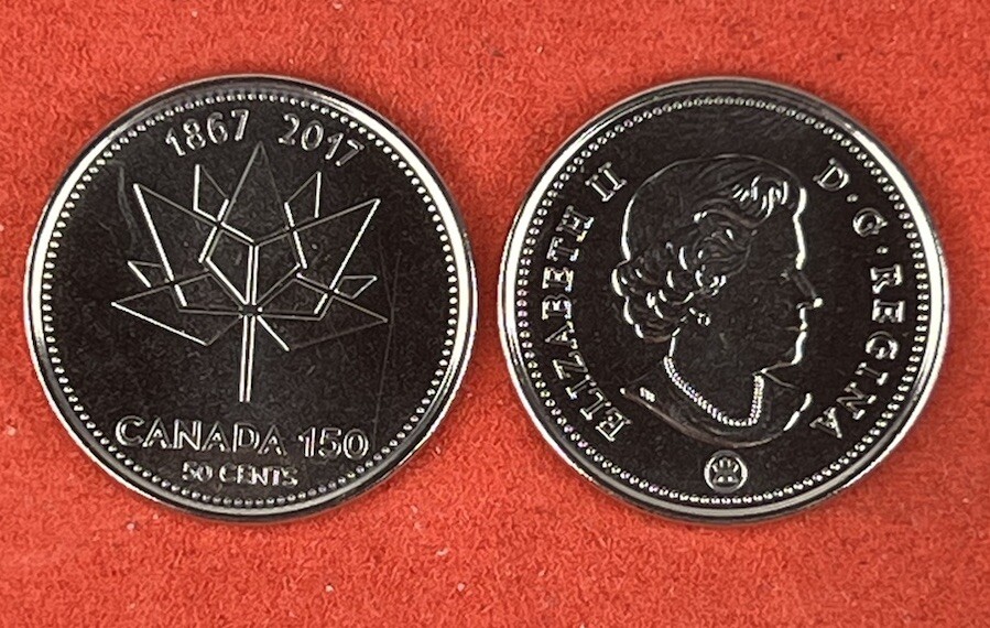 2017 Canada Commemorative 150th, 50 Cent Coin, From Mint Roll