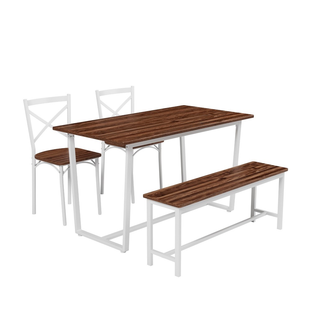 Industrial 4-Pc Table Chair Set Solid Backrest Durable Style