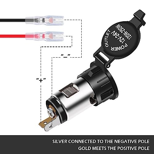 12V Cigarette Lighter Socket - Car Cigarette Lighter Socket with Extension 2PCS