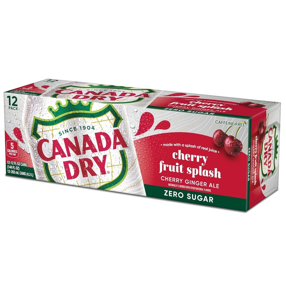 Zero Sugar Cherry Gingerale Fruit Splash 12oz, Pack of 12
