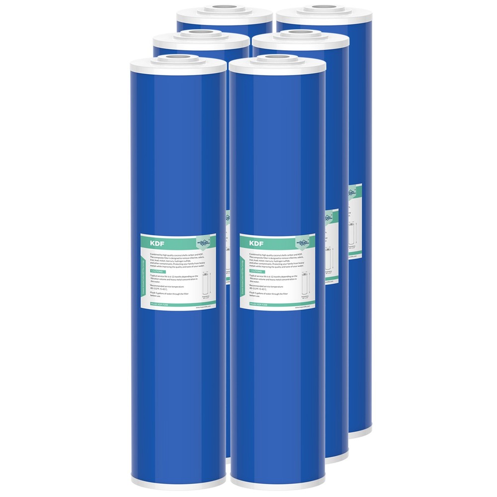 1-6 Pack 20"x4.5" KDF GAC Big Blue Whole House Water Softener Filter Replacement