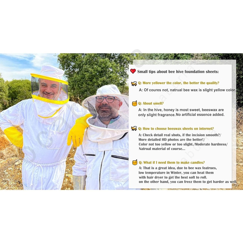 60pcs Bee Hive Foundation Sheets, 9" Langstroth Beehive Wax Foundation, Deep ...