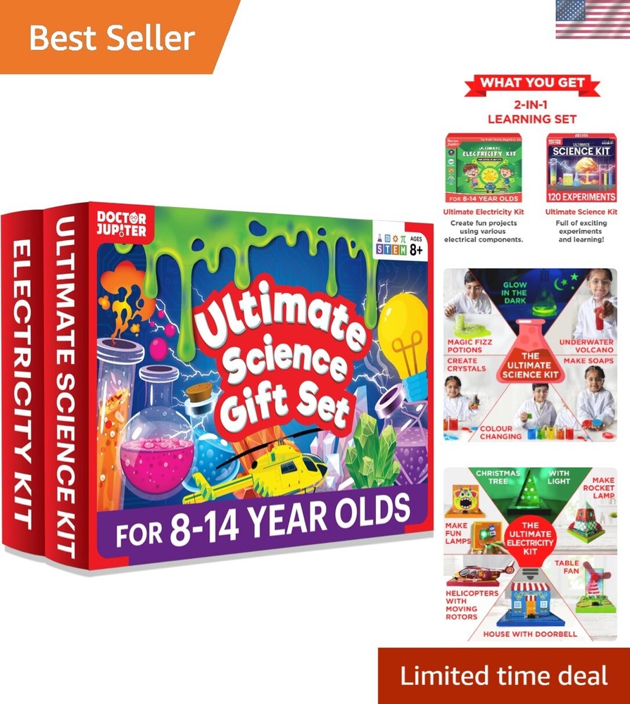 STEM Learning Science Kit for Boys 8-14 | 120 Experiments & Electricity Projects
