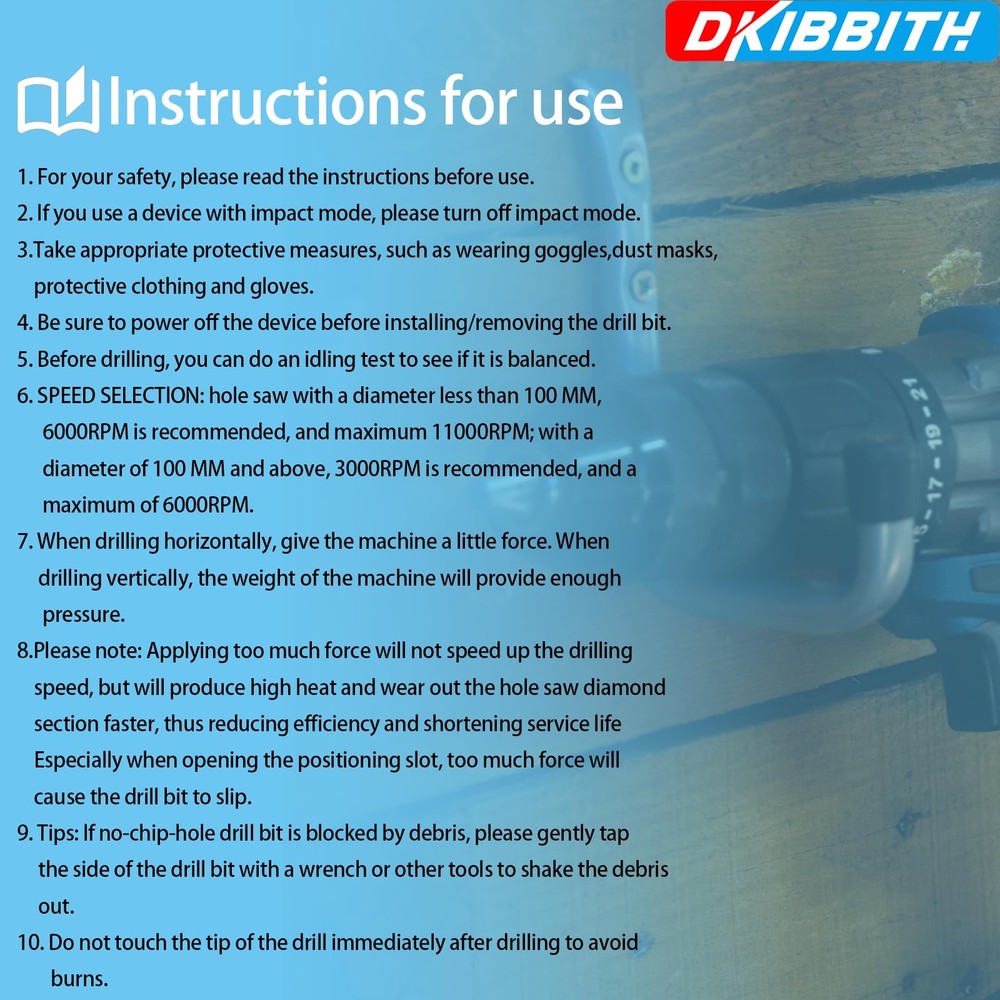 DKIBBITH 7 Pack Dry Diamond Drill Bits & Tile 7 Pcs