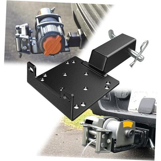 Universal Trailer Hitch Winch Mounting Plate with Universal Winch Mount Plate