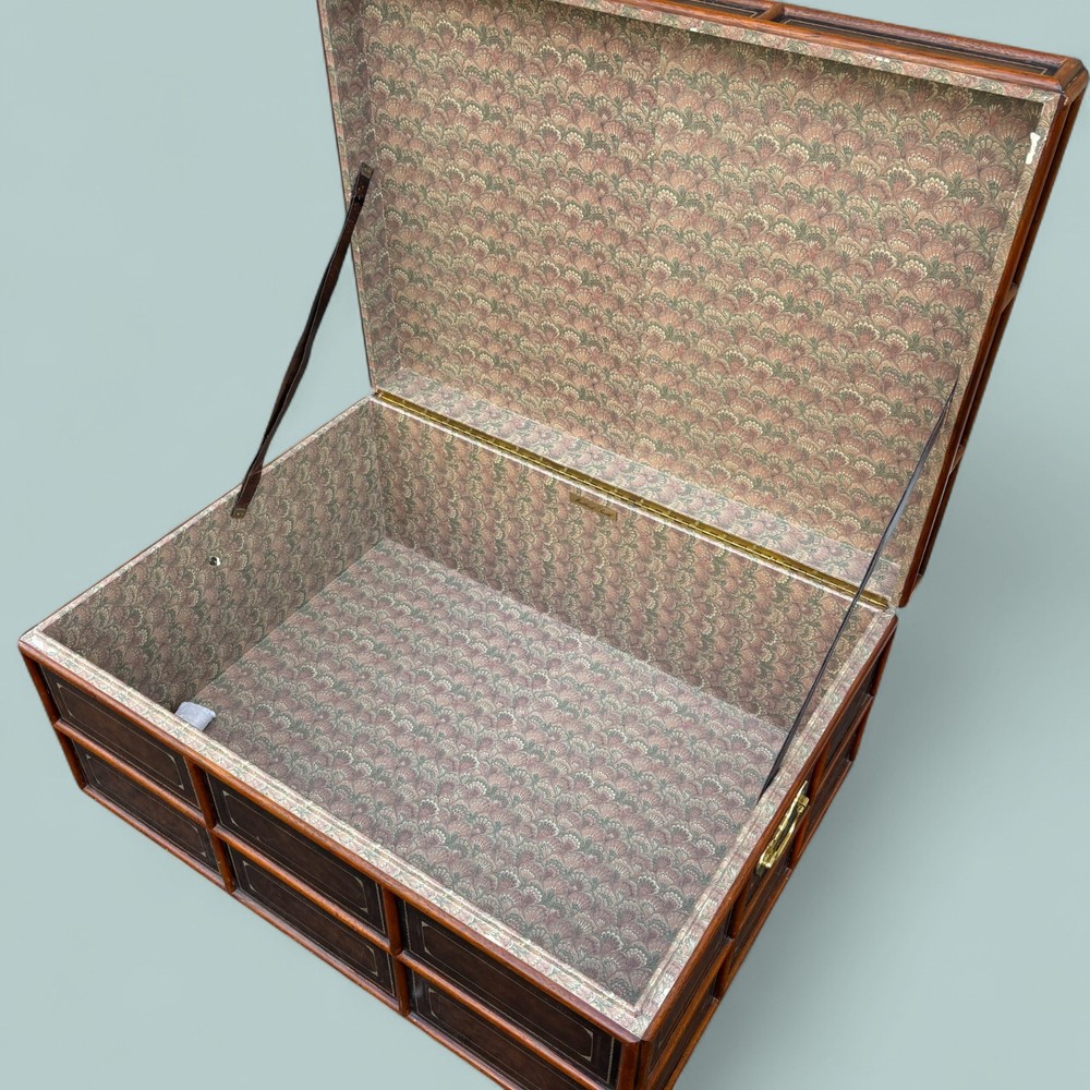 Maitland-Smith Trunk with Tooled Leather Inlay