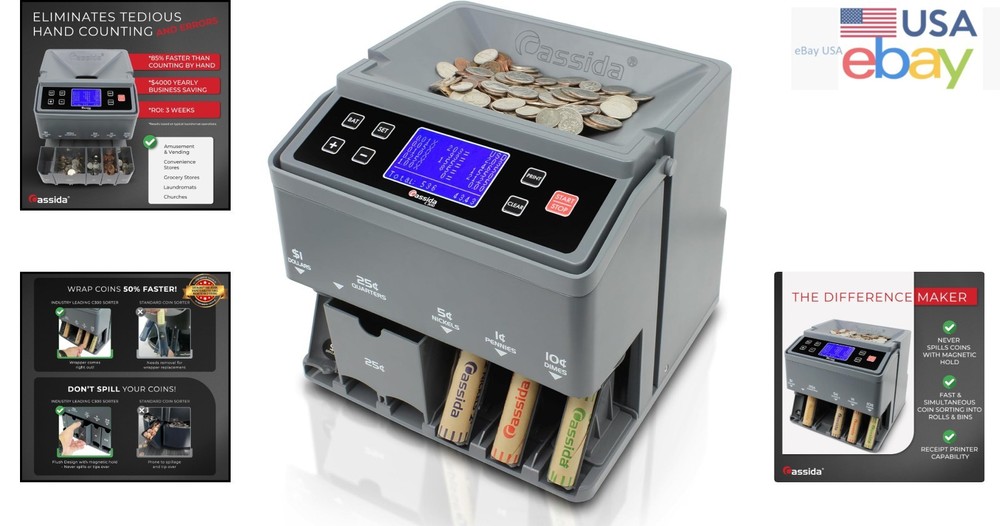 Fast Coin Sorter and Wrapper with Printing Compatibility for Easy Record Keeping