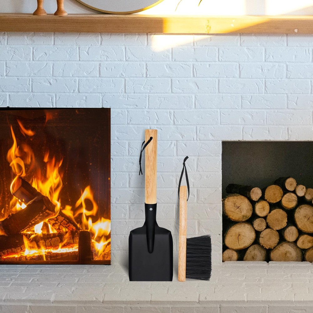 Ash Shovel & Hearth Brush Set - Fireplace Tools Set, Fire Pit Tools, Hearth T...