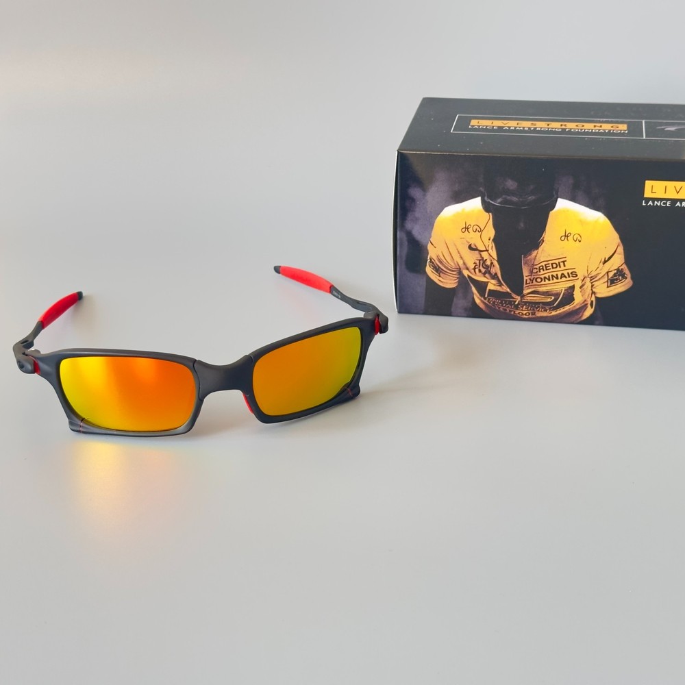 Oakley X-metal Squared Polarized Sunglasses Ruby Lenses/Black Frame