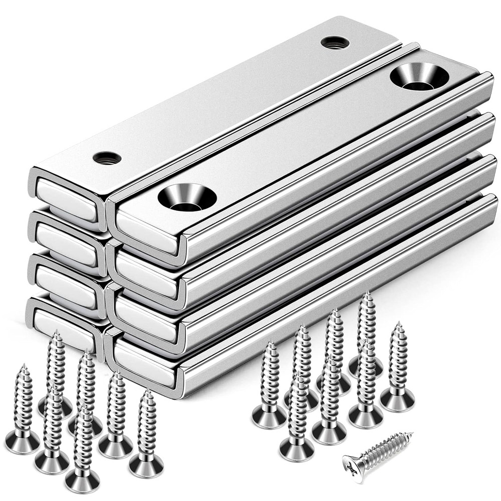 Strong Neodymium Rectangular Pot Magnets with Counter Bore, Countersunk Hole Mag