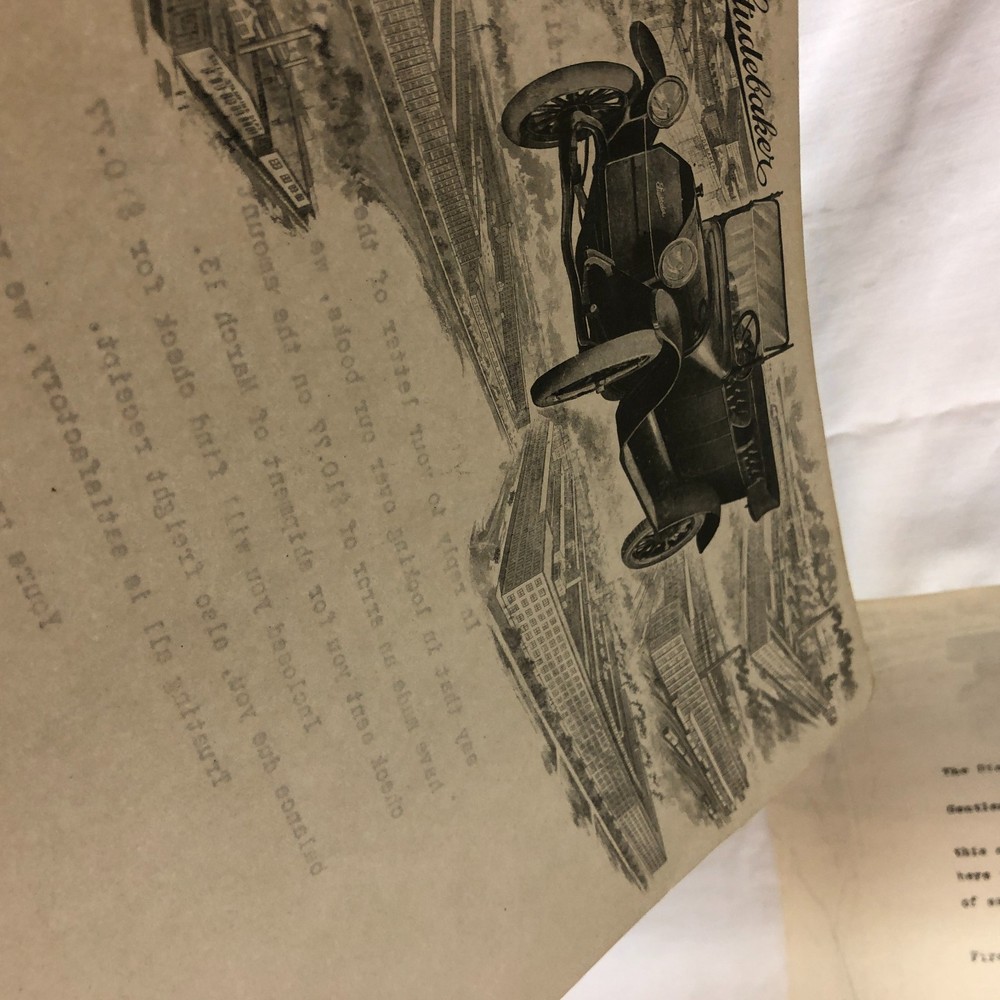 Letter Head Studebaker Correspondence Vintage 1929
