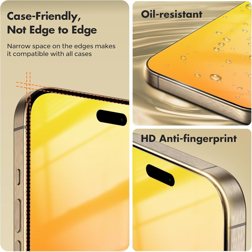 2 Pack for iPhone 16 Pro Max Privacy Screen 16 (Gold)