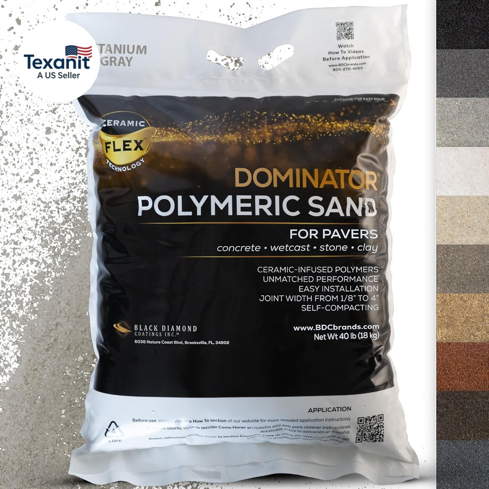 Polymeric Sand for Pavers, Titanium Gray, 40 Lbs - Revolutionary Ceramic Flex Te
