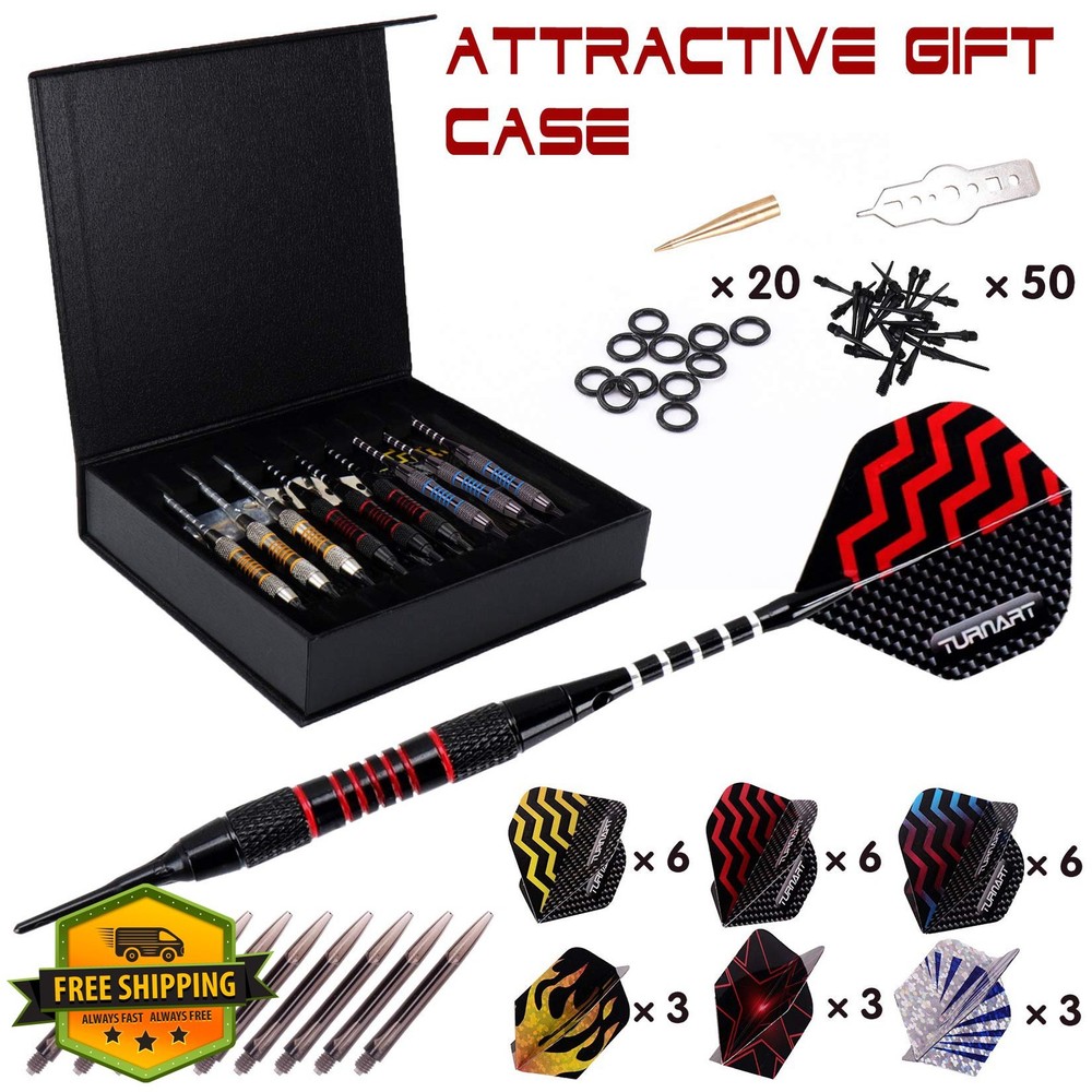 Turnart 9pc Soft Tip Darts 18g Electronic Dartboard Case Kit