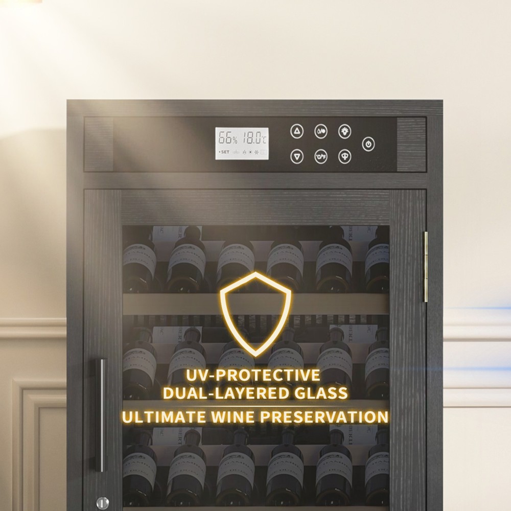 69 Bottles Touch Screen Display Constant Temperature Grape Wine Cooler,Black