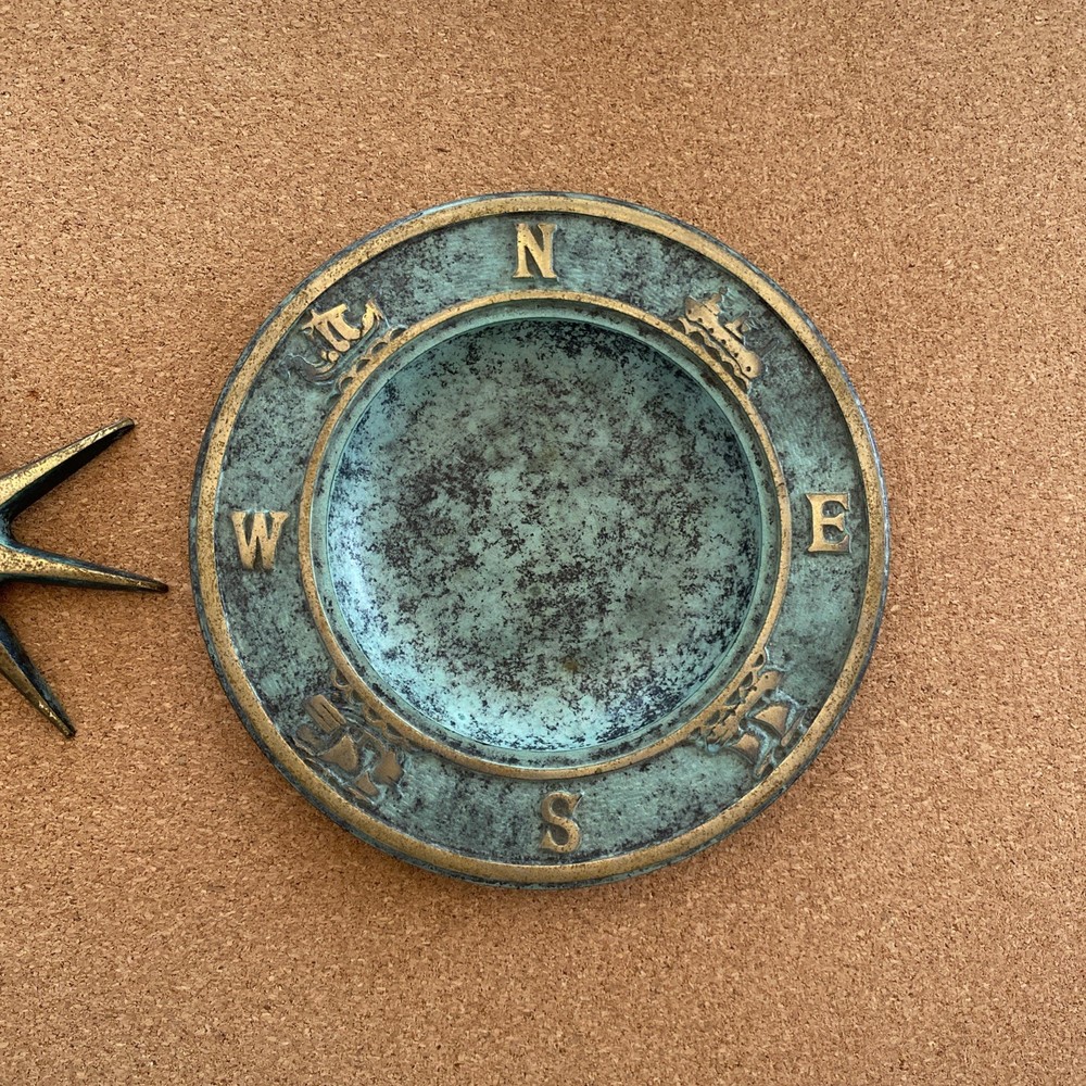 Vintage Cast Metal Compass Ash Tray