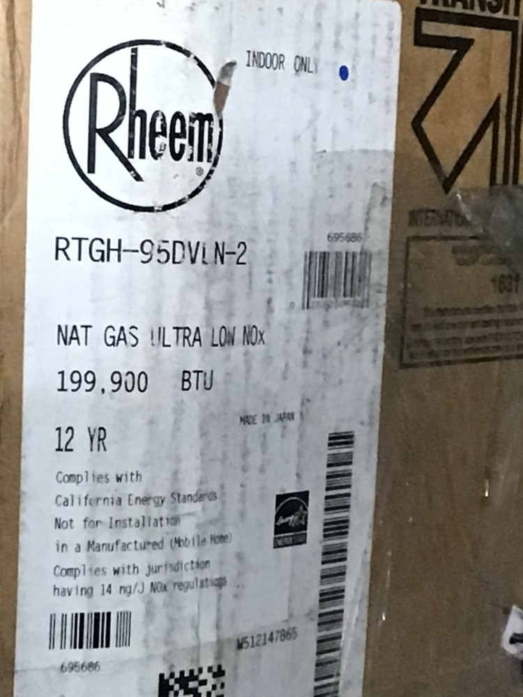 RHEEM RTGH-95DVLN-2 Indoor Natural Gas Condensing Tankless Water Heater NEW