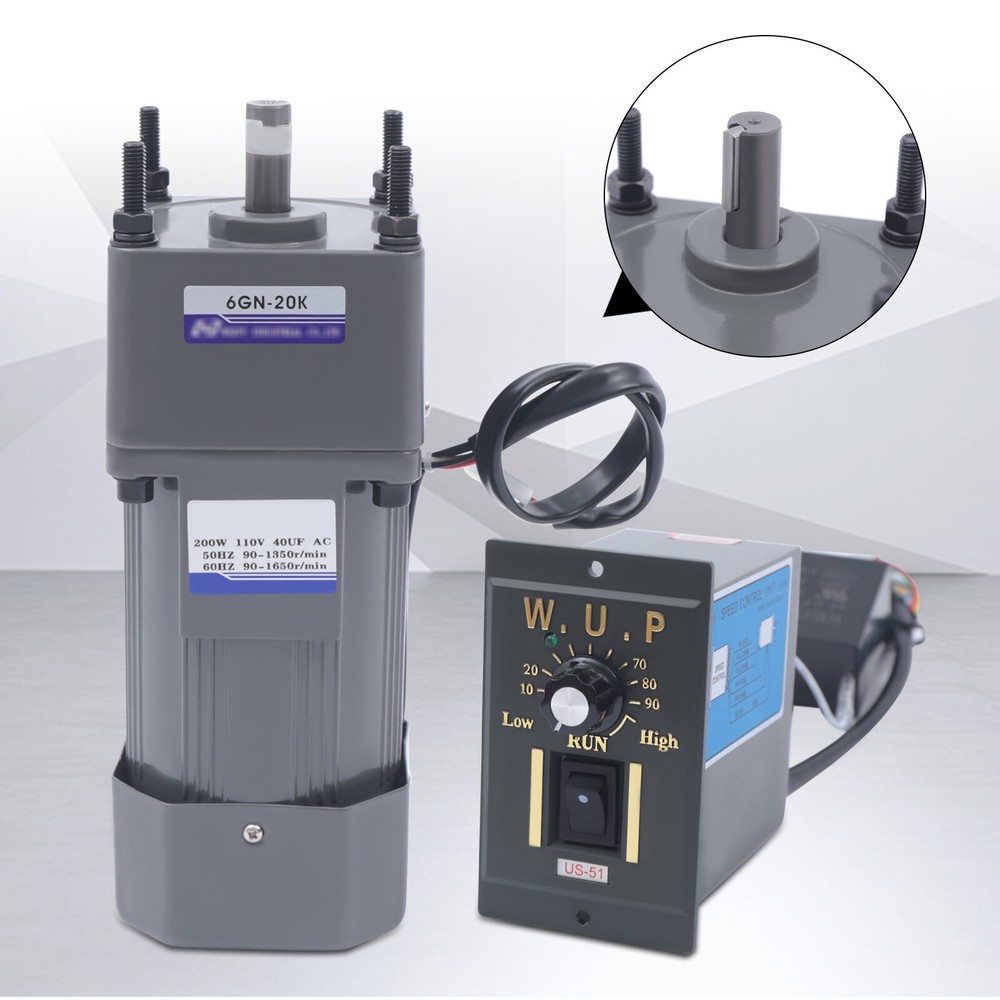 20K 200W 110V AC Gear Motor Electric Variable with Speed Controller Single Phase