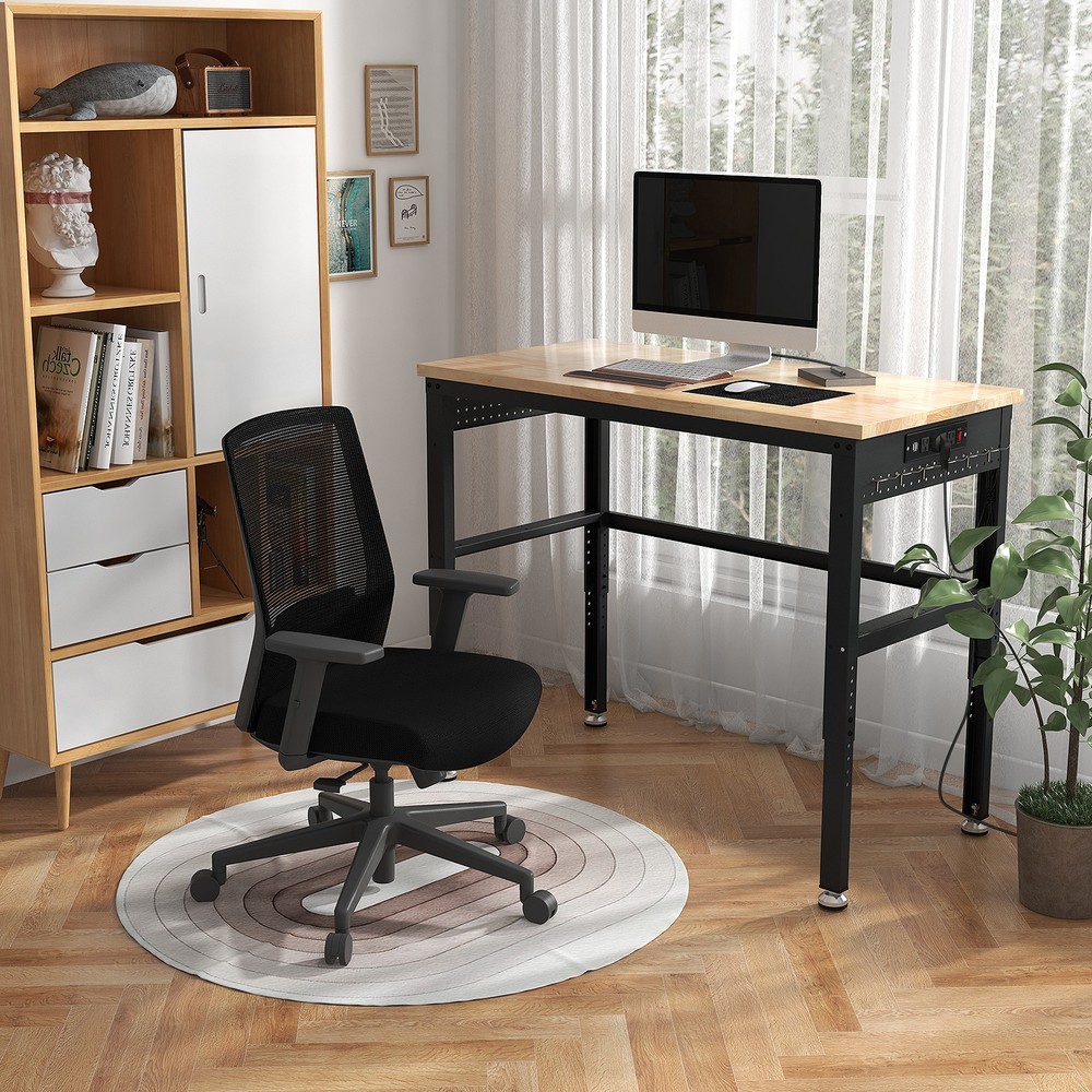 48" Adjustable Workbench w/ Universal Lockable Wheels Power Outlet Workshop