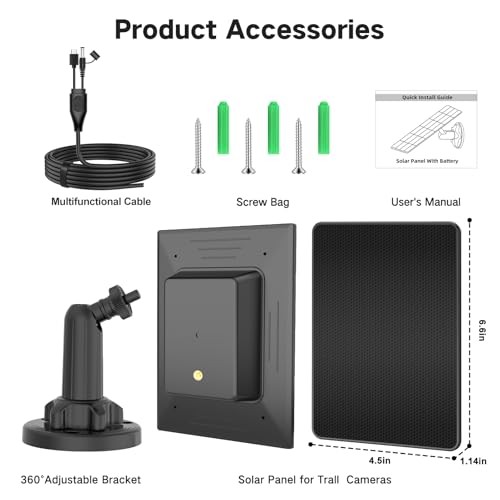 Trail Camera Solar Panel, Trail Camera Solar Panel with Built-in Dark Black