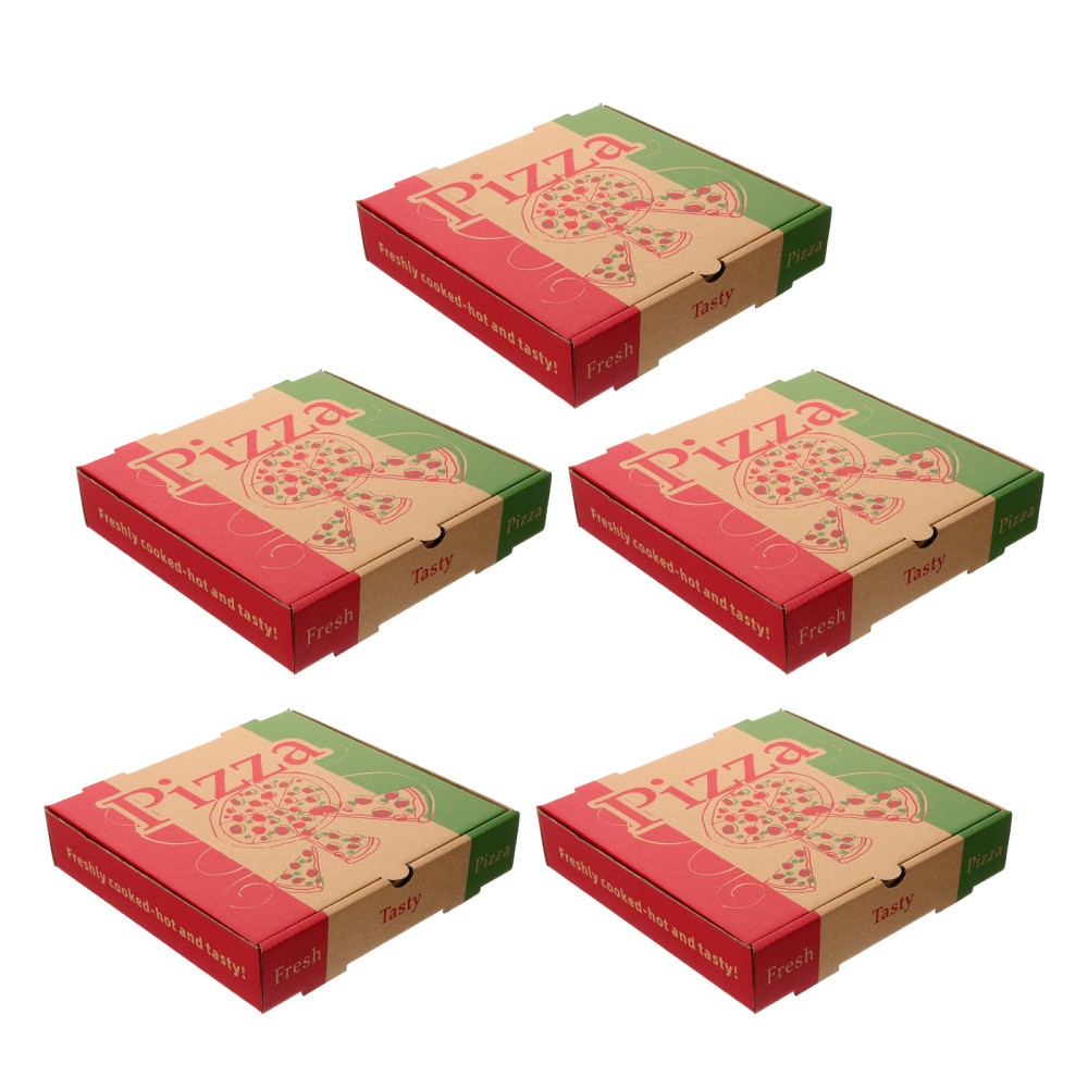 5 Pcs Pizza Packaging Box Folding Container Fodable Containers Case