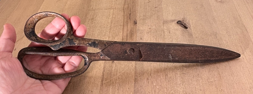 Large Industrial Cutting Shears, Iron, Unmarked, 12"