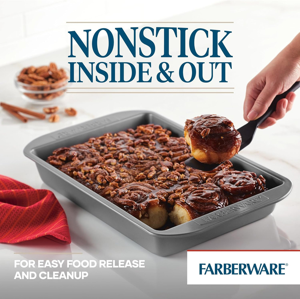 Farberware 9x13 Inch Nonstick Baking Pan - Gray Rectangular Cake Pan