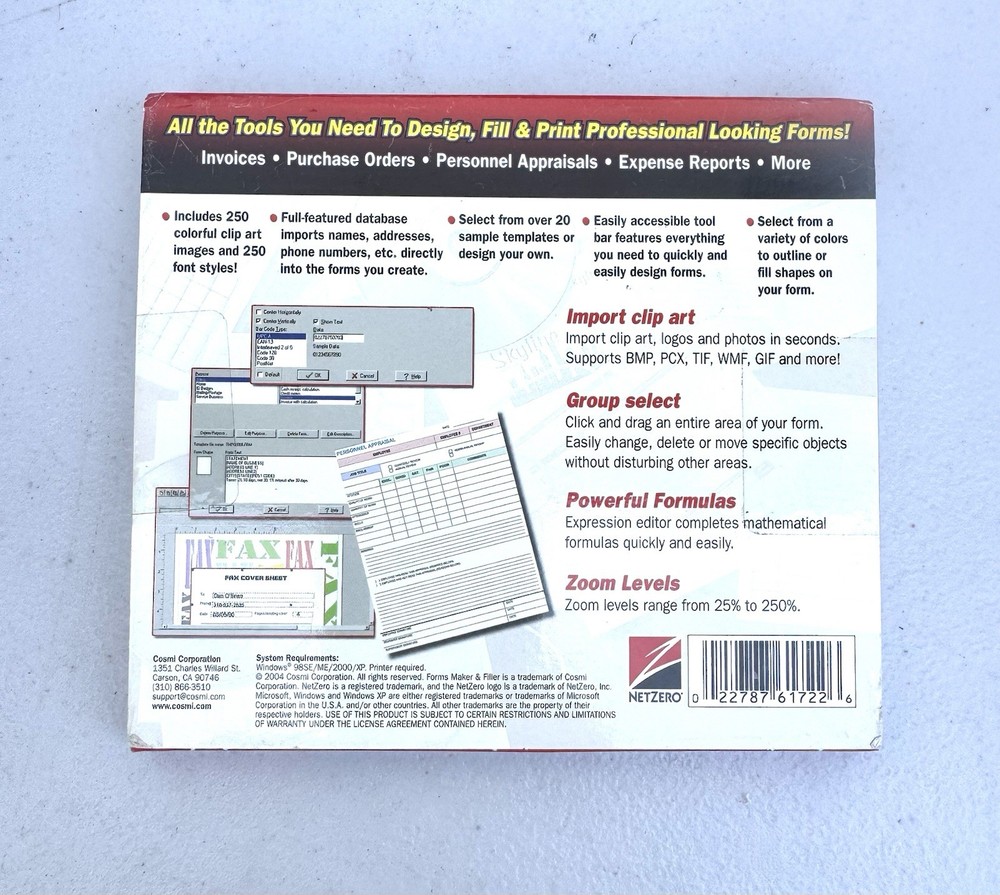 Forms Maker & Filler PC Computer for W98, ME, W2000 & Windows XP CD