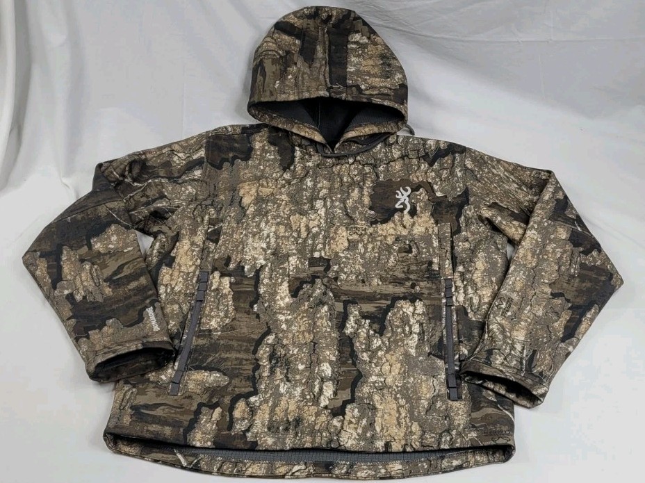 Browning Wicked Wing Smoothbore Real Tree Timber Softshell Grid Fleece Jacket M