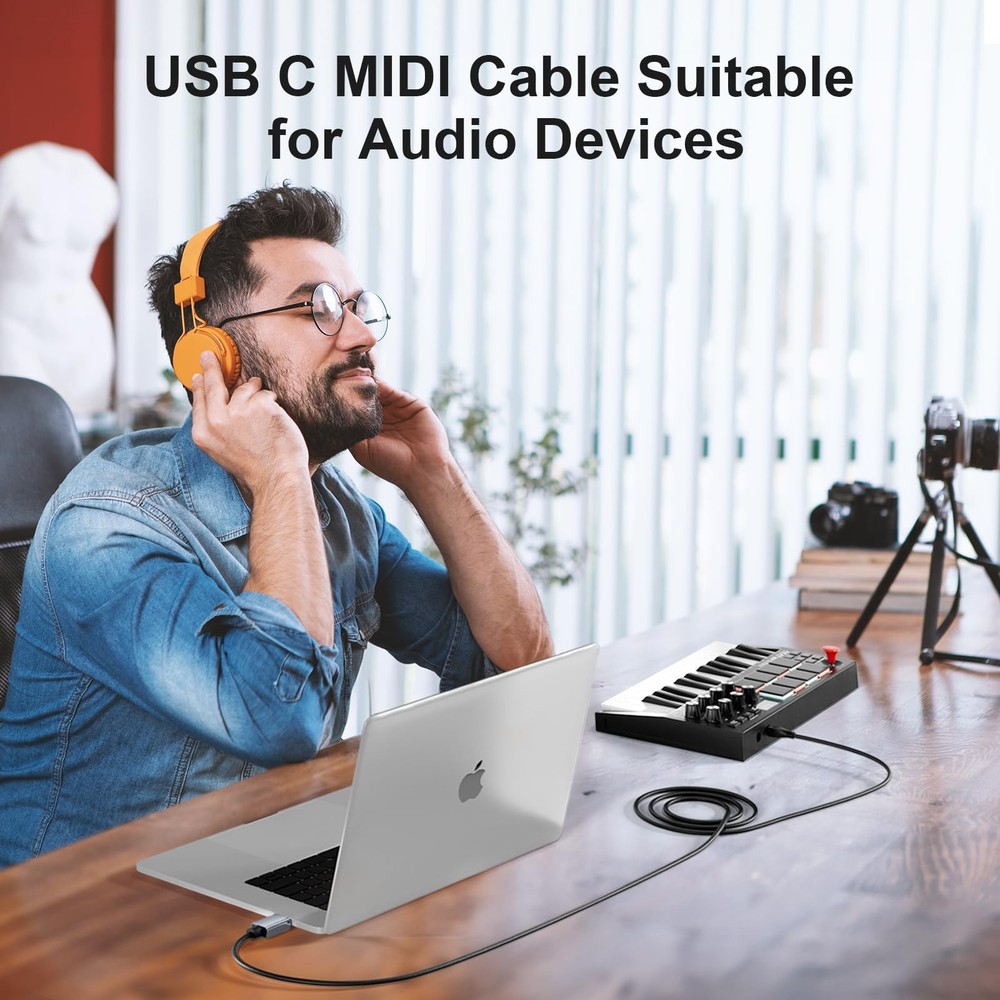 USB C MIDI Cable, Type C to USB 2.0 MIDI Interface Cable for Midi Controller,...