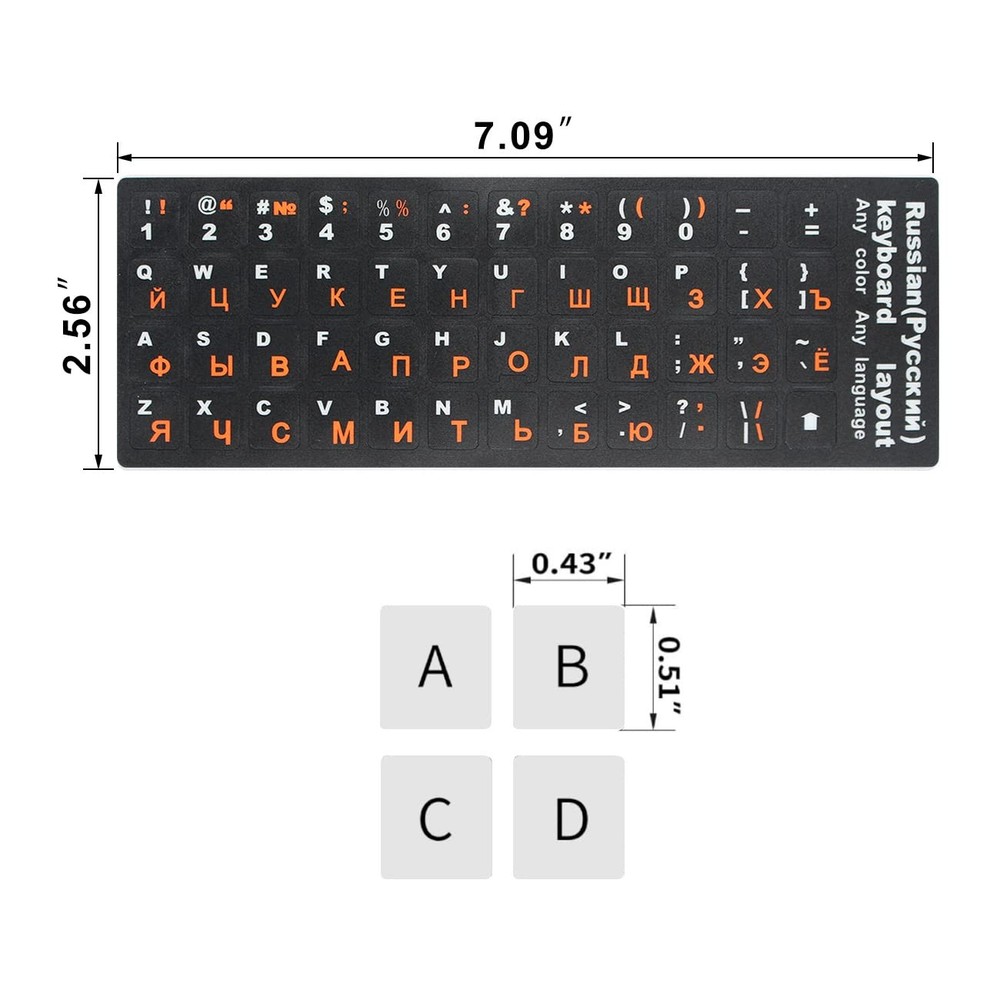 Lucocia 2PCS Pack Universal Russian Keyboard Stickers for Laptop Computer PC ...