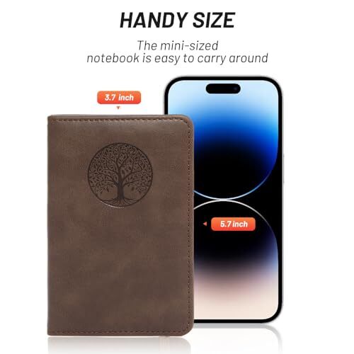 Small Pocket Notebook,Leather Journal () Mini Black
