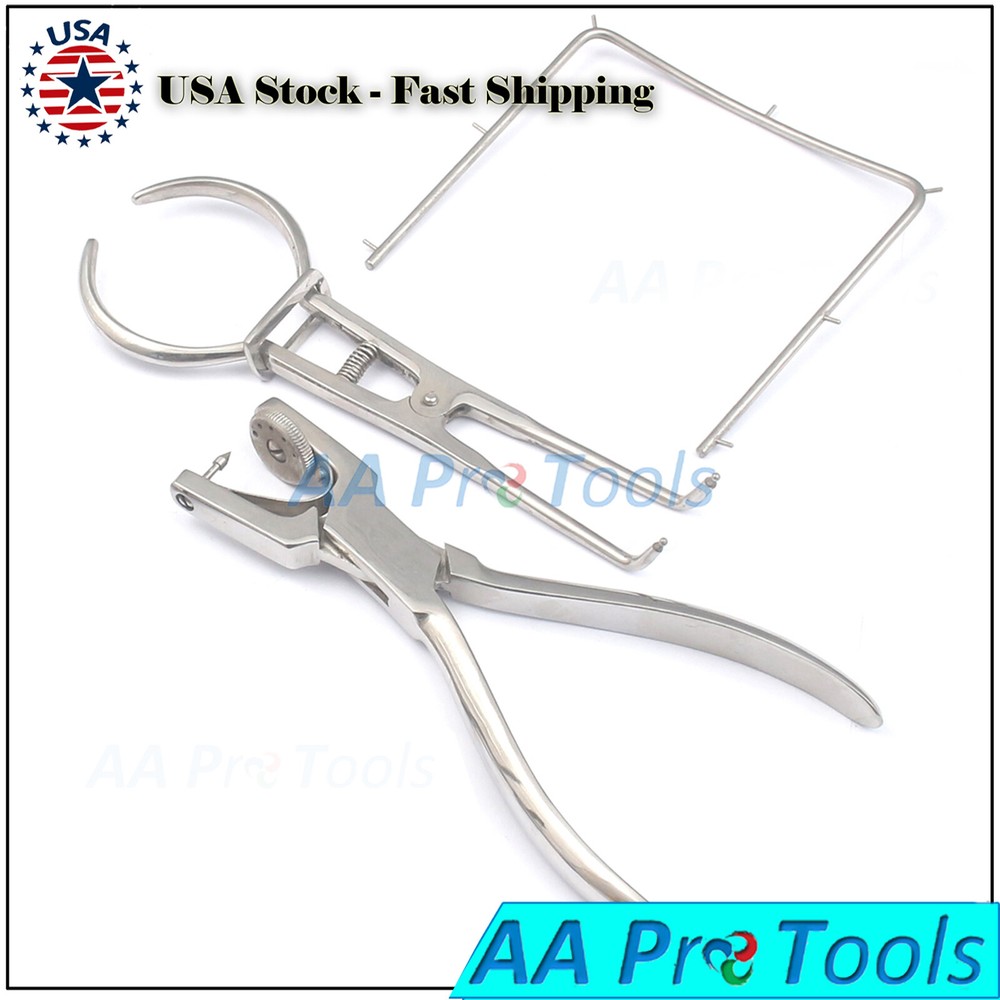 3 Pcs Dental Dentist Basic Rubber Dam Kit, Punch, Frame, Clamps Instruments