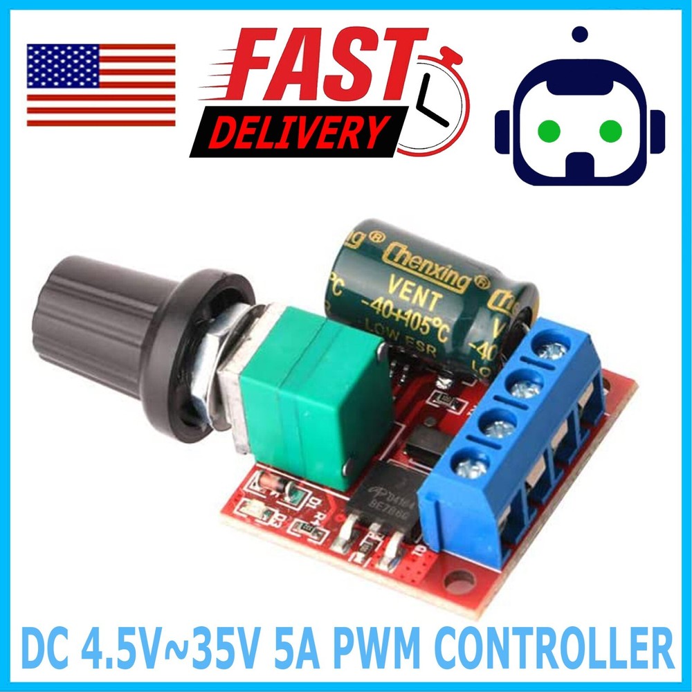 Adjustable DC PWM Motor Fan Controller Module 4.5V-35V With On Off Switch