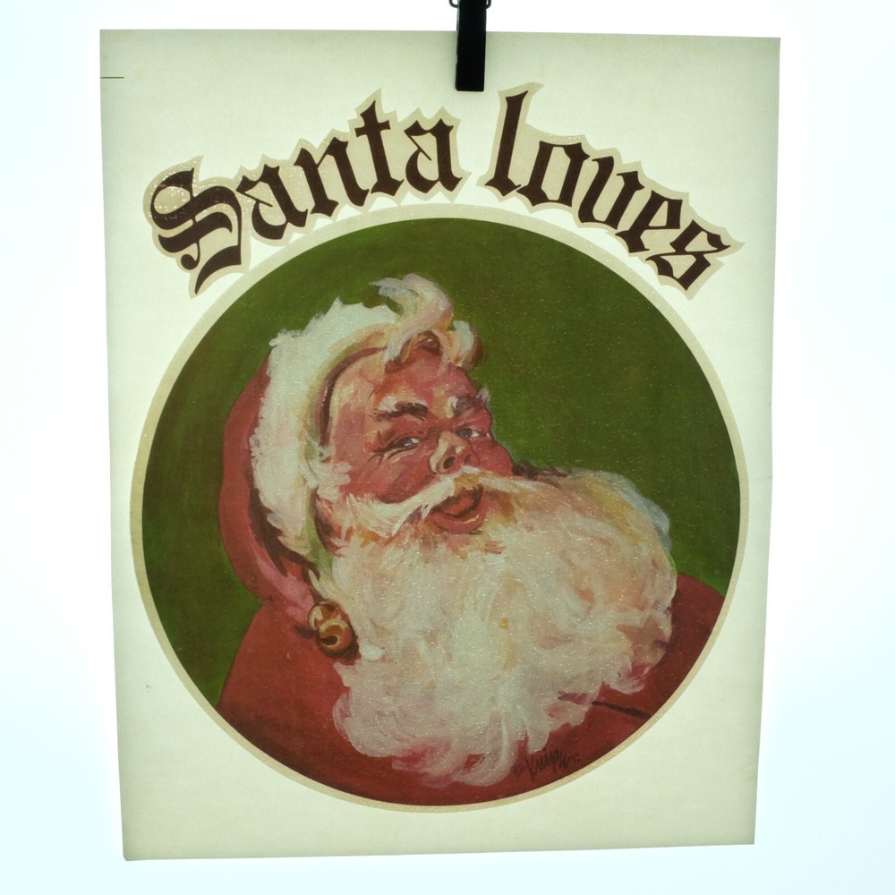 Authentic VINTAGE Santa Loves Transfer Iron On