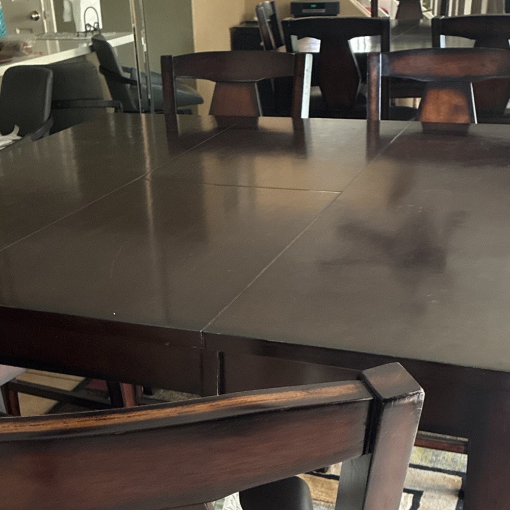 Dark Brown Wood 8-Piece Rectangular Dining Table Set with Chairs