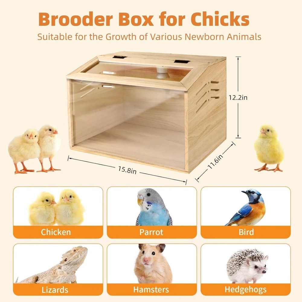 Brooder Box for Chicks, - Chicken Heater, Poultry Brooder with Heaters for