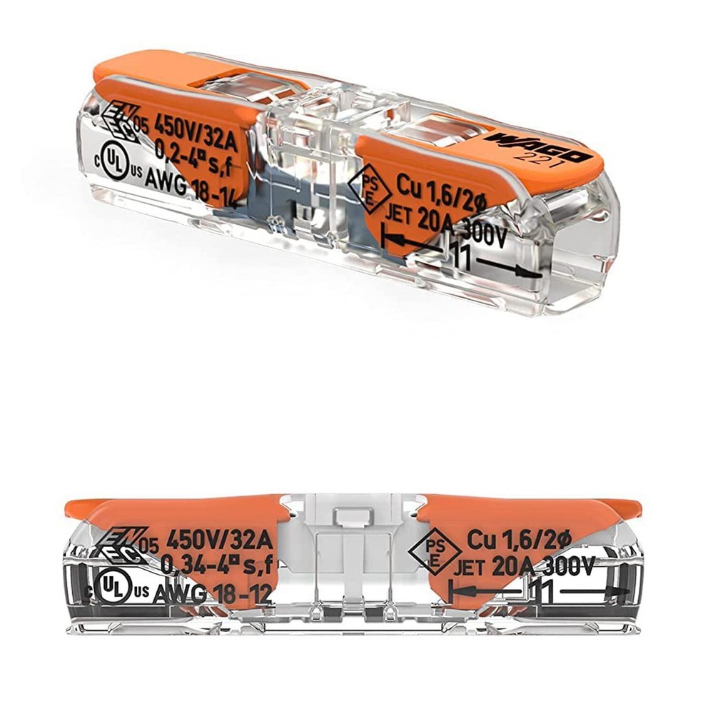 WAGO 221-2401 Lever Nuts Compact Splicing Inline Wire Connectors with Case | ...
