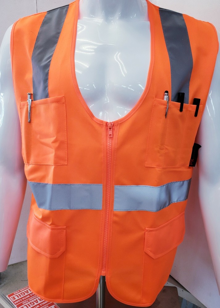 FX Class 2 High Vis Orange Safety Vest: Solid Front/ Mesh Back Small to 3-XL