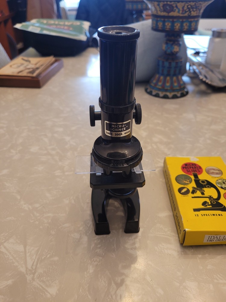 Micro-Science 100x 200x 450x Microscope & 12 Slides Box