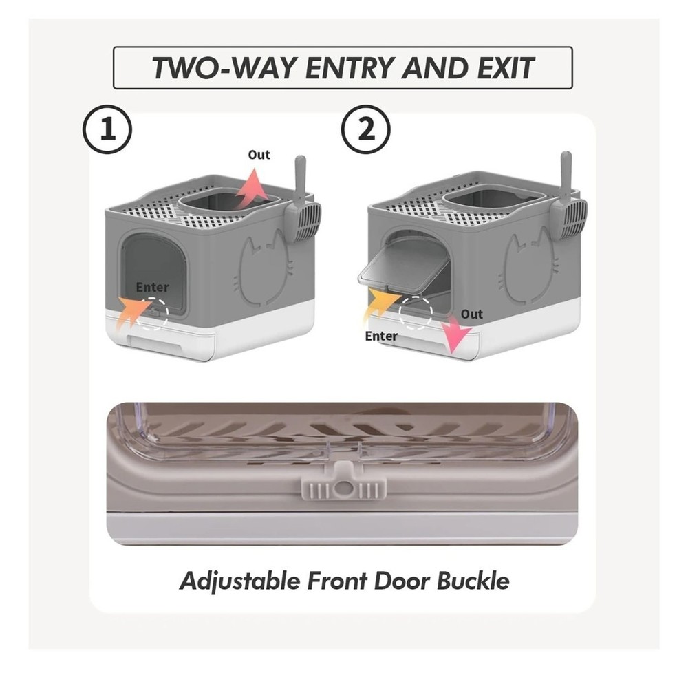 allforpaws Go Fresh Foldable Cat Litter Box, Medium, Grey New