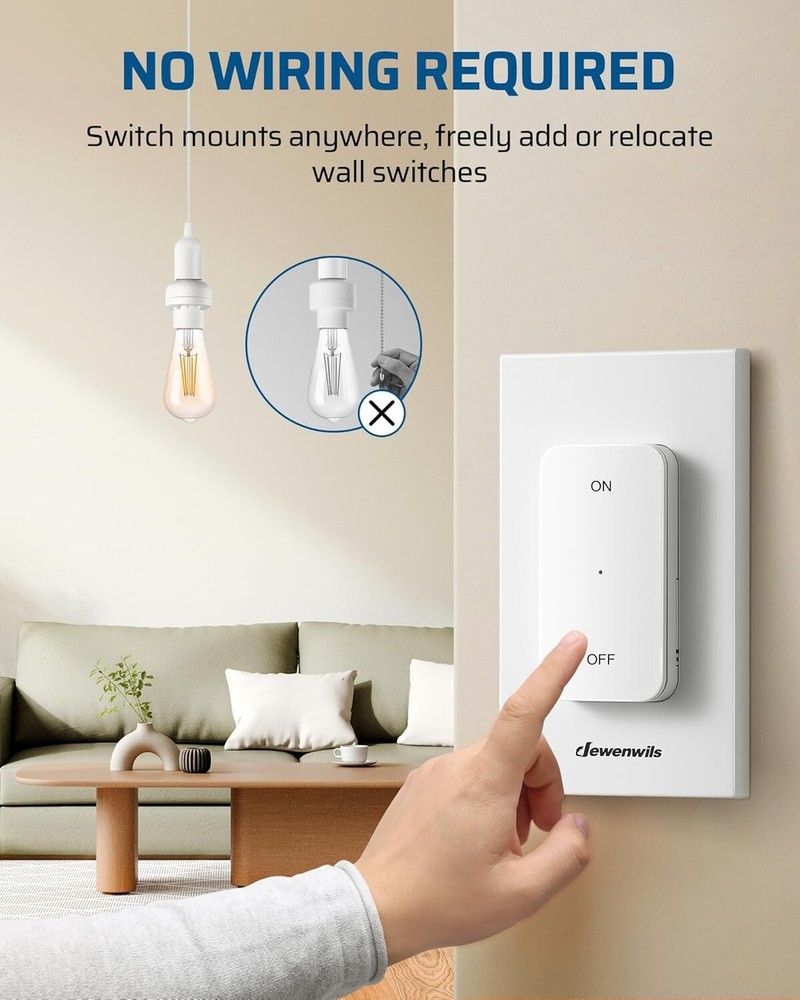 Convenient Wall-Mounted Light Socket with Wireless Remote - 100 Feet Control